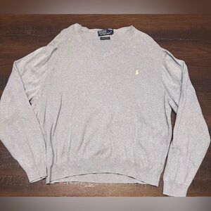 Polo Ralph Lauren Pima Cotton V-neck Pullover Sweater Light Blue Size XXL 2XL